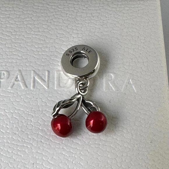 Authentic Pandora Cherry Fruit Dangle 925 Ale Silver Charm #194 - Picture 2 of 4